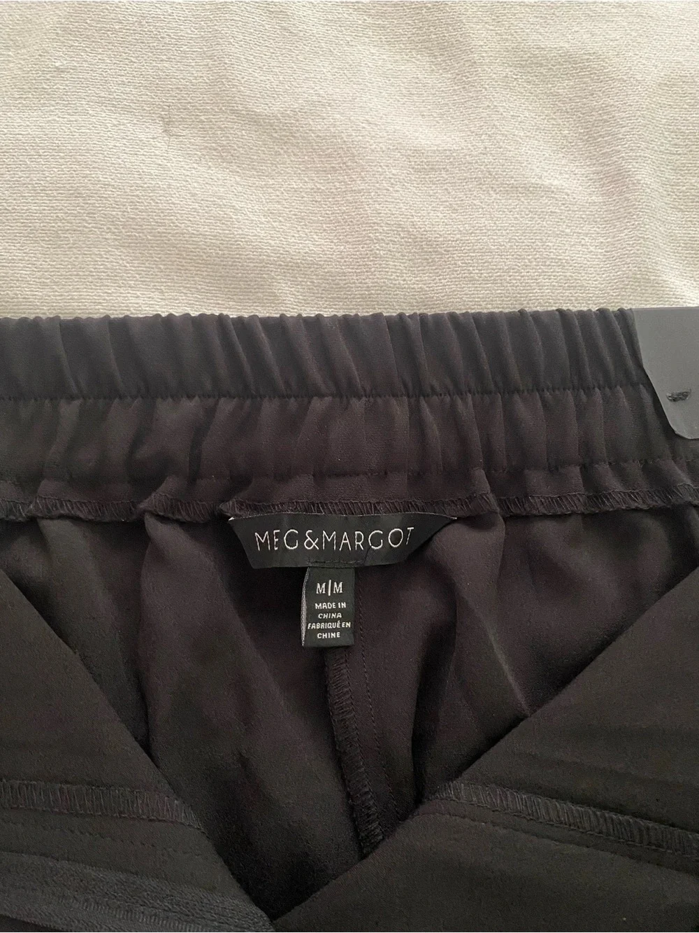 Meg & Margot Women's Black Elastic-Waist Dress Pants